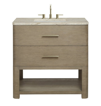 James Martin - Lucian 36" Single Vanity, Pebble Oak, w/ 3 CM Tajnar Eclos Widespread Top - D704-V36-PBO-WTJR view 1