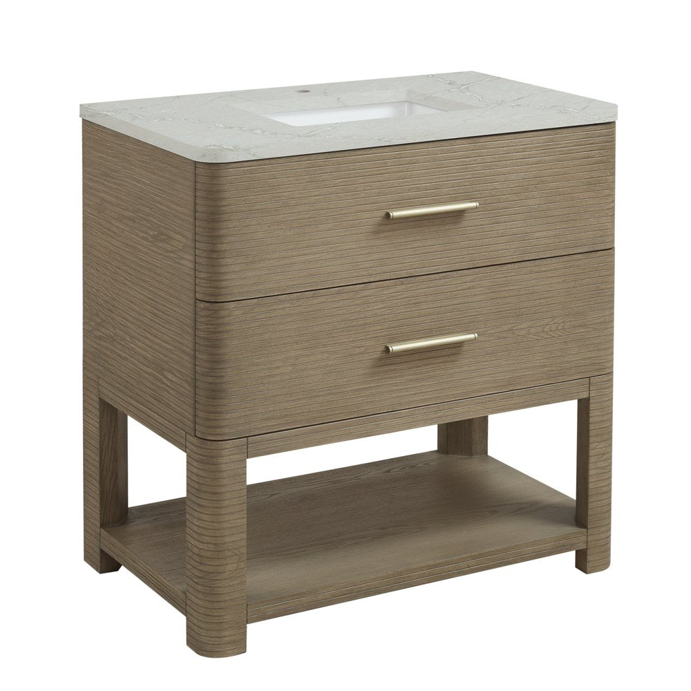 James Martin - Lucian 36" Single Vanity, Pebble Oak w/ 3 CM Victorian Silver Silestone Top - D704-V36-PBO-3VSL view 8