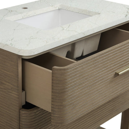 James Martin - Lucian 36" Single Vanity, Pebble Oak w/ 3 CM Victorian Silver Silestone Top - D704-V36-PBO-3VSL view 9