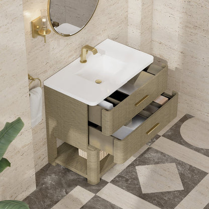 James Martin - Lucian 36" Single Vanity, Pebble Oak w/ 3 CM White Zeus Silestone Top - D704-V36-PBO-3WZ view 11