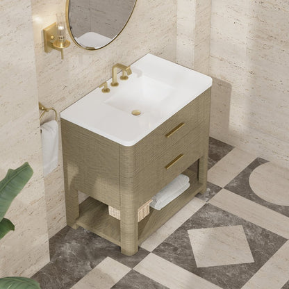 James Martin - Lucian 36" Single Vanity, Pebble Oak w/ 3 CM White Zeus Silestone Widespread Top - D704-V36-PBO-WWZ view 8