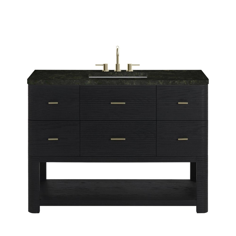 James Martin - Lucian 48" Single Vanity, Carbon Oak, w/ 3 CM Phantome Eclos Widespread Top - D704-V48-CBO-WPHT view 1