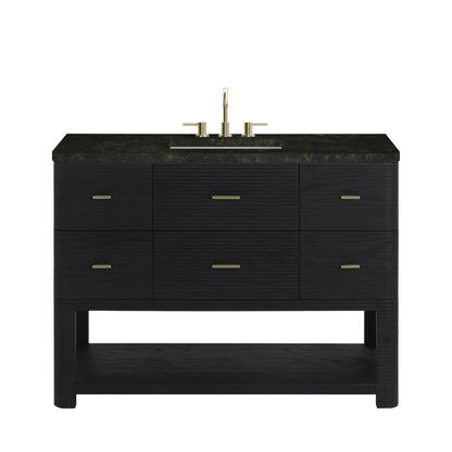 James Martin - Lucian 48" Single Vanity, Carbon Oak, w/ 3 CM Phantome Eclos Widespread Top - D704-V48-CBO-WPHT view 1