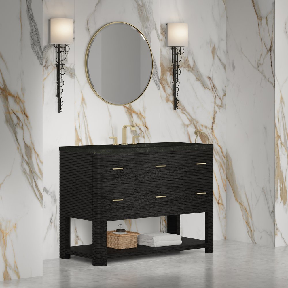 James Martin - Lucian 48" Single Vanity, Carbon Oak, w/ 3 CM Phantome Eclos Widespread Top - D704-V48-CBO-WPHT view 3