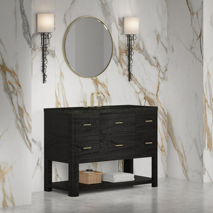 James Martin - Lucian 48" Single Vanity, Carbon Oak, w/ 3 CM Phantome Eclos Widespread Top - D704-V48-CBO-WPHT view 3
