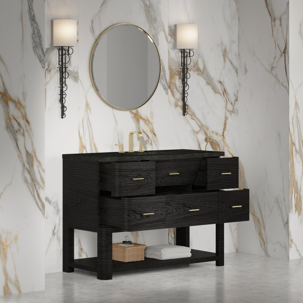James Martin - Lucian 48" Single Vanity, Carbon Oak, w/ 3 CM Phantome Eclos Widespread Top - D704-V48-CBO-WPHT view 4