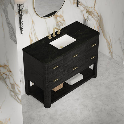 James Martin - Lucian 48" Single Vanity, Carbon Oak, w/ 3 CM Phantome Eclos Widespread Top - D704-V48-CBO-WPHT view 5