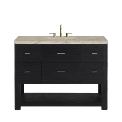 James Martin - Lucian 48" Single Vanity, Carbon Oak, w/ 3 CM Tajnar Eclos Top w/FreePower Wireless Charger - D704-V48-CBO-FTJR view 1