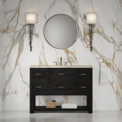 James Martin - Lucian 48" Single Vanity, Carbon Oak, w/ 3 CM Tajnar Eclos Top w/FreePower Wireless Charger - D704-V48-CBO-FTJR view 2