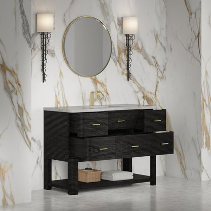 James Martin - Lucian 48" Single Vanity, Carbon Oak w/ 3 CM Victorian Silver Silestone Top - D704-V48-CBO-3VSL view 5