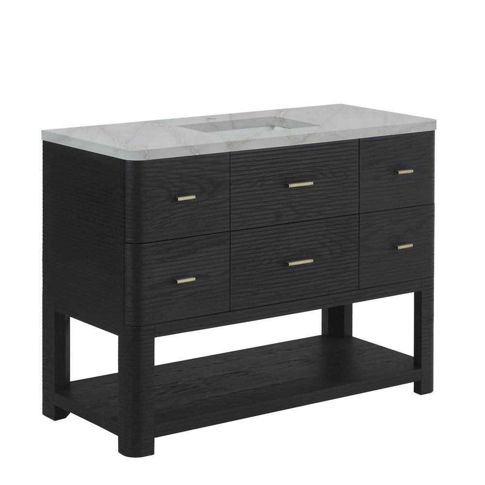 James Martin - Lucian 48" Single Vanity, Carbon Oak w/ 3 CM Victorian Silver Silestone Top - D704-V48-CBO-3VSL view 10