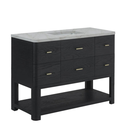 James Martin - Lucian 48" Single Vanity, Carbon Oak w/ 3 CM Victorian Silver Silestone Top - D704-V48-CBO-3VSL view 10
