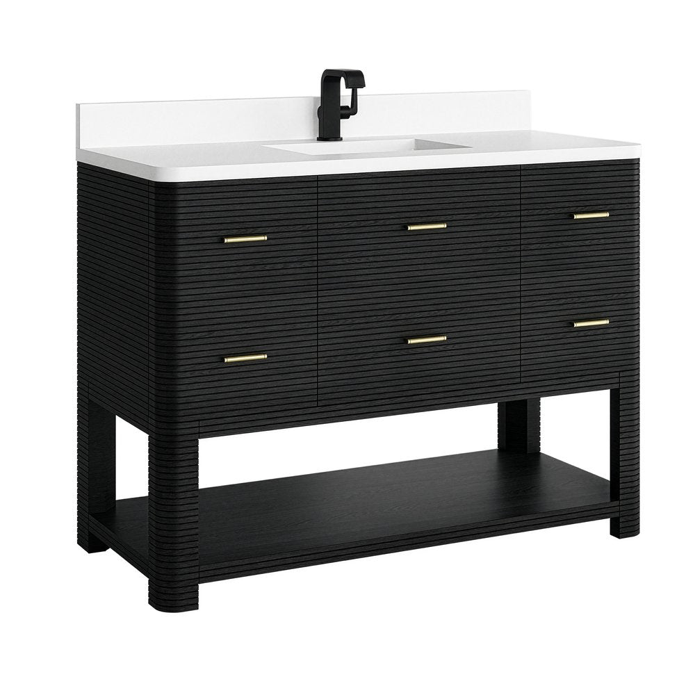 James Martin - Lucian 48" Single Vanity, Carbon Oak w/ 3 CM White Zeus Silestone Top - D704-V48-CBO-3WZ view 15