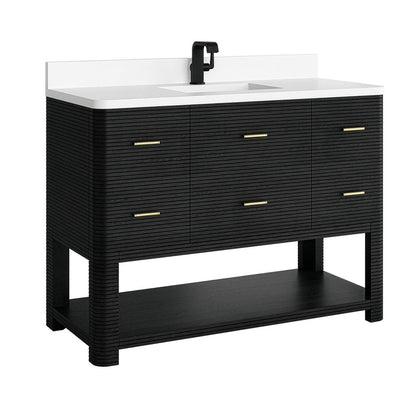 James Martin - Lucian 48" Single Vanity, Carbon Oak w/ 3 CM White Zeus Silestone Top - D704-V48-CBO-3WZ view 15