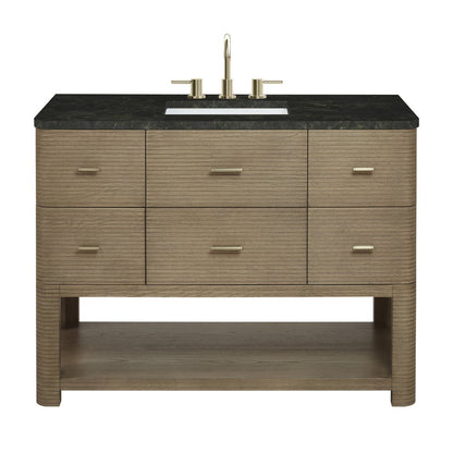 James Martin - Lucian 48" Single Vanity, Pebble Oak, w/ 3 CM Phantome Eclos Widespread Top - D704-V48-PBO-WPHT view 1