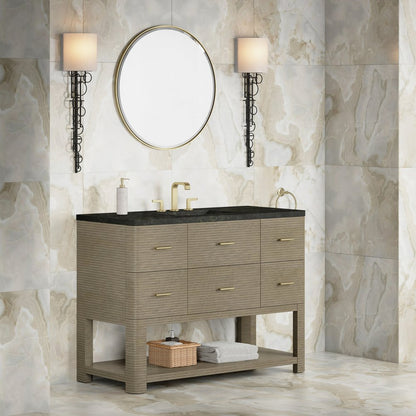 James Martin - Lucian 48" Single Vanity, Pebble Oak, w/ 3 CM Phantome Eclos Widespread Top - D704-V48-PBO-WPHT view 3