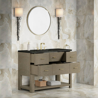 James Martin - Lucian 48" Single Vanity, Pebble Oak, w/ 3 CM Phantome Eclos Widespread Top - D704-V48-PBO-WPHT view 4