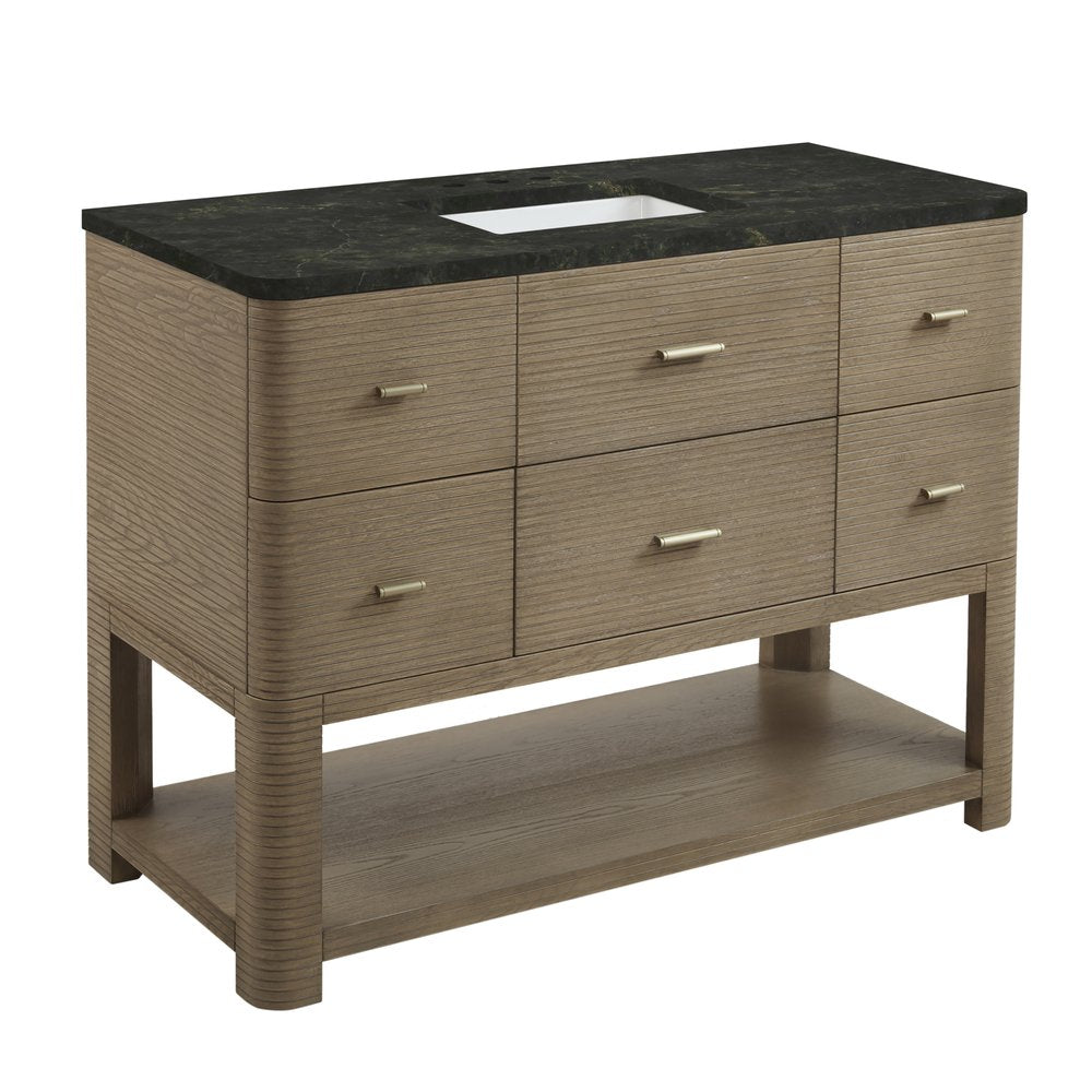 James Martin - Lucian 48" Single Vanity, Pebble Oak, w/ 3 CM Phantome Eclos Widespread Top - D704-V48-PBO-WPHT view 6