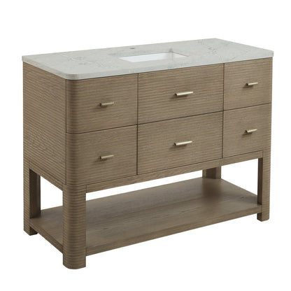 James Martin - Lucian 48" Single Vanity, Pebble Oak w/ 3 CM Victorian Silver Silestone Top - D704-V48-PBO-3VSL view 8