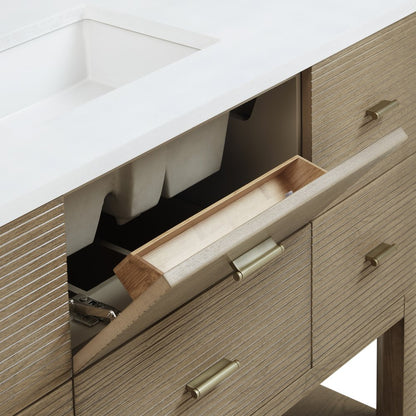 James Martin - Lucian 48" Single Vanity, Pebble Oak w/ 3 CM White Zeus Silestone Top - D704-V48-PBO-3WZ view 13