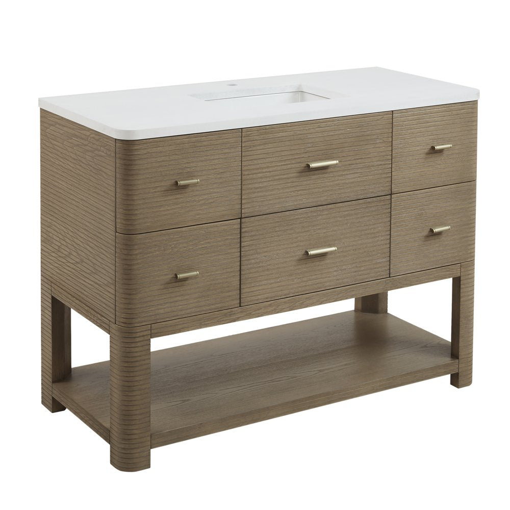 James Martin - Lucian 48" Single Vanity, Pebble Oak w/ 3 CM White Zeus Silestone Widespread Top - D704-V48-PBO-WWZ view 12