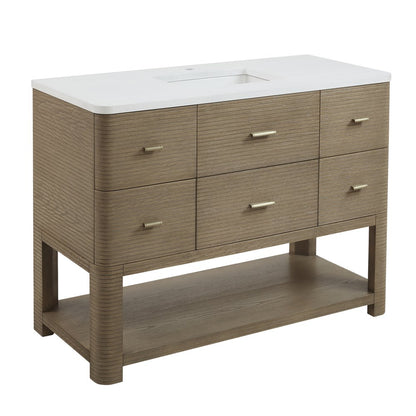 James Martin - Lucian 48" Single Vanity, Pebble Oak w/ 3 CM White Zeus Silestone Widespread Top - D704-V48-PBO-WWZ view 12