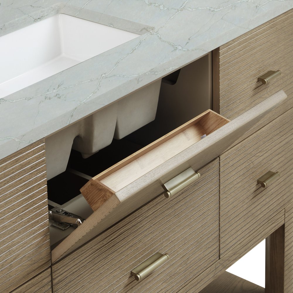 James Martin - Lucian 48" Single Vanity, Pebble Oak w/ 3 CM White Zeus Silestone Widespread Top - D704-V48-PBO-WWZ view 13