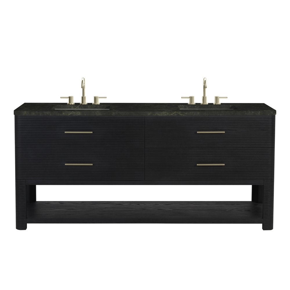 James Martin - Lucian 72" Double Vanity, Carbon Oak, w/ 3 CM Phantome Eclos Widespread Top - D704-V72-CBO-WPHT view 1