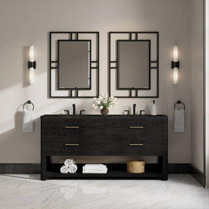 James Martin - Lucian 72" Double Vanity, Carbon Oak, w/ 3 CM Phantome Eclos Widespread Top - D704-V72-CBO-WPHT view 2
