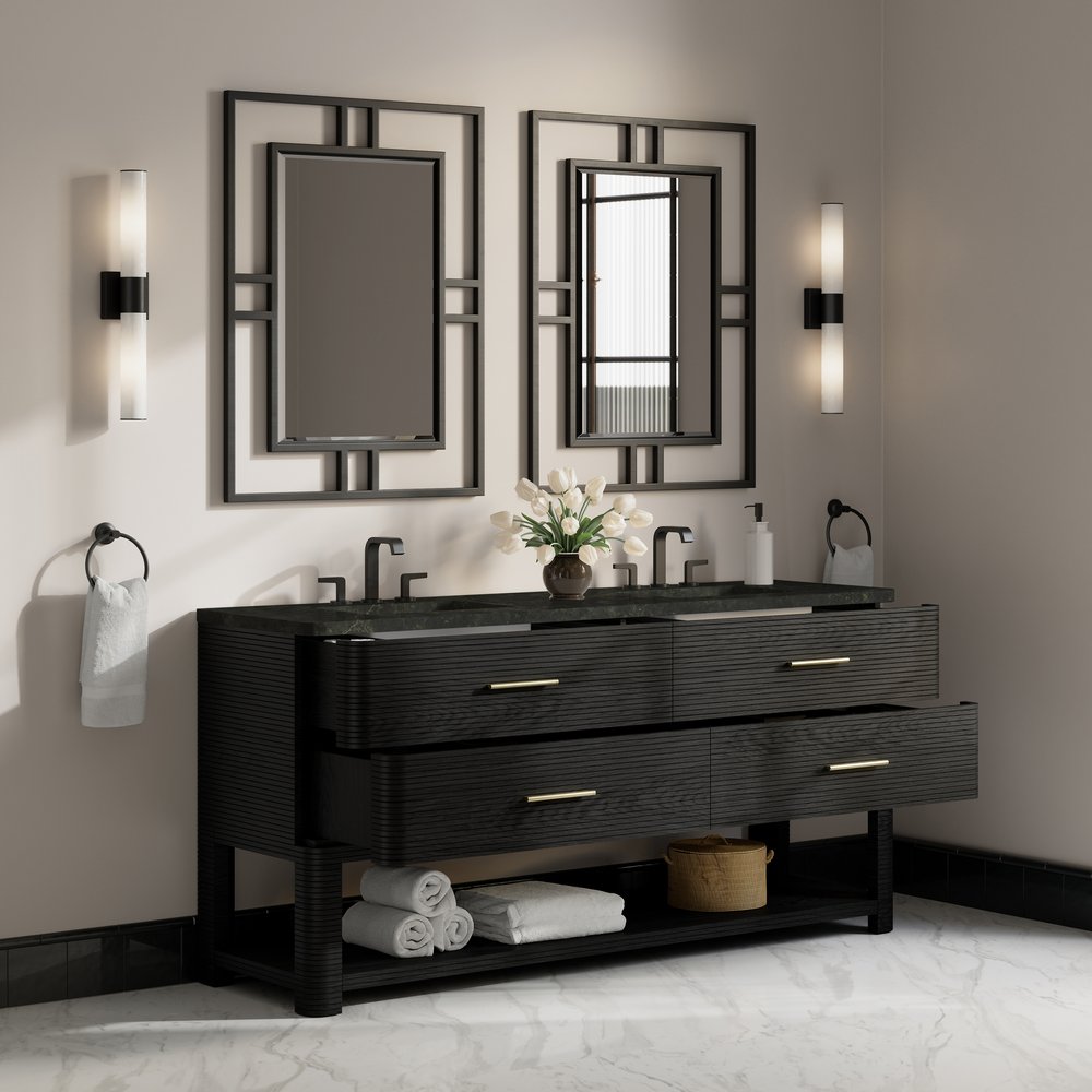 James Martin - Lucian 72" Double Vanity, Carbon Oak, w/ 3 CM Phantome Eclos Widespread Top - D704-V72-CBO-WPHT view 4