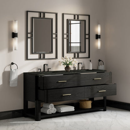 James Martin - Lucian 72" Double Vanity, Carbon Oak, w/ 3 CM Phantome Eclos Widespread Top - D704-V72-CBO-WPHT view 4