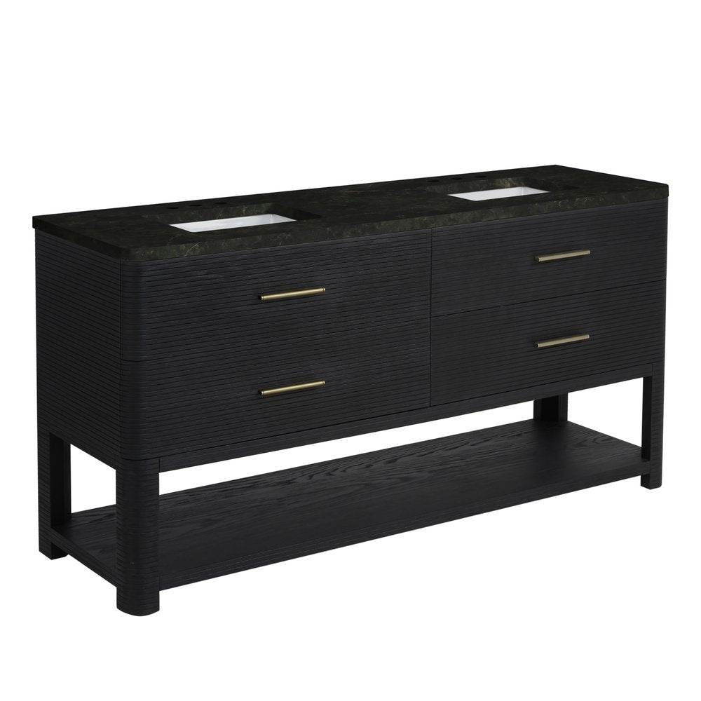 James Martin - Lucian 72" Double Vanity, Carbon Oak, w/ 3 CM Phantome Eclos Widespread Top - D704-V72-CBO-WPHT view 9