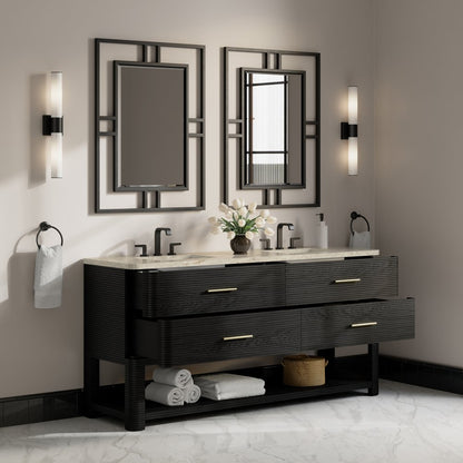 James Martin - Lucian 72" Double Vanity, Carbon Oak, w/ 3 CM Tajnar Eclos Top w/FreePower Wireless Charger - D704-V72-CBO-FTJR view 4
