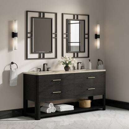 James Martin - Lucian 72" Double Vanity, Carbon Oak, w/ 3 CM Tajnar Eclos Widespread Top - D704-V72-CBO-WTJR view 3