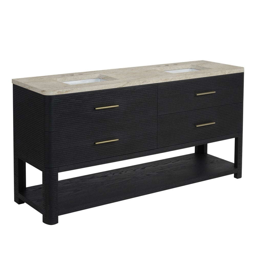 James Martin - Lucian 72" Double Vanity, Carbon Oak, w/ 3 CM Tajnar Eclos Widespread Top - D704-V72-CBO-WTJR view 9