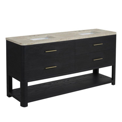 James Martin - Lucian 72" Double Vanity, Carbon Oak, w/ 3 CM Tajnar Eclos Widespread Top - D704-V72-CBO-WTJR view 9