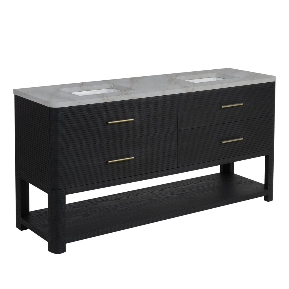 James Martin - Lucian 72" Double Vanity, Carbon Oak w/ 3 CM Victorian Silver Silestone Top - D704-V72-CBO-3VSL view 10