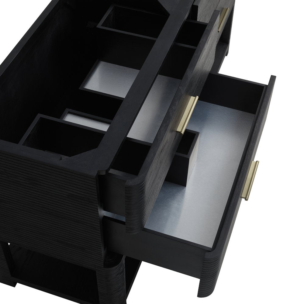James Martin - Lucian 72" Double Vanity, Carbon Oak w/ 3 CM Victorian Silver Silestone Widespread Top - D704-V72-CBO-WVSL view 7