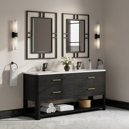 James Martin - Lucian 72" Double Vanity, Carbon Oak w/ 3 CM White Zeus Silestone Top - D704-V72-CBO-3WZ view 5