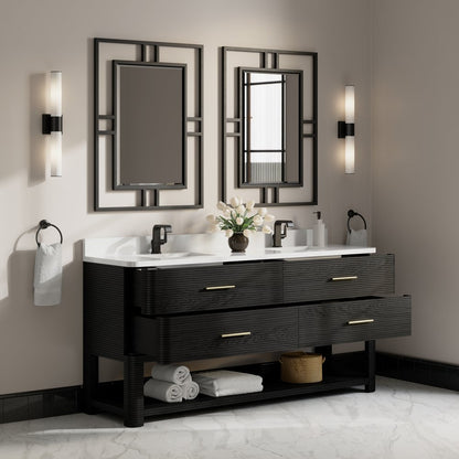 James Martin - Lucian 72" Double Vanity, Carbon Oak w/ 3 CM White Zeus Silestone Top - D704-V72-CBO-3WZ view 8