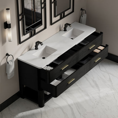 James Martin - Lucian 72" Double Vanity, Carbon Oak w/ 3 CM White Zeus Silestone Top - D704-V72-CBO-3WZ view 13