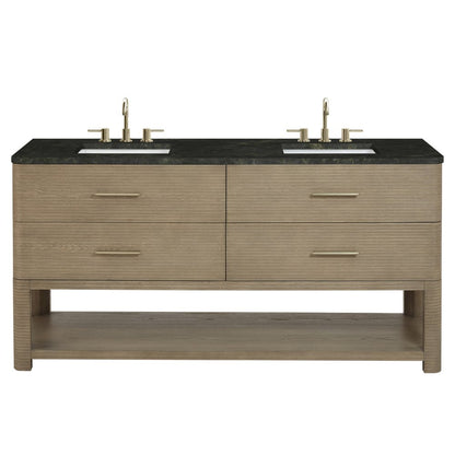 James Martin - Lucian 72" Double Vanity, Pebble Oak, w/ 3 CM Phantome Eclos Widespread Top - D704-V72-PBO-WPHT view 1