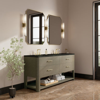 James Martin - Lucian 72" Double Vanity, Pebble Oak, w/ 3 CM Phantome Eclos Widespread Top - D704-V72-PBO-WPHT view 3