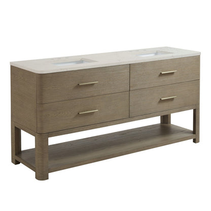 James Martin - Lucian 72" Double Vanity, Pebble Oak, w/ 3 CM Siberian Silestone Widespread Top - D704-V72-PBO-WSFR view 6
