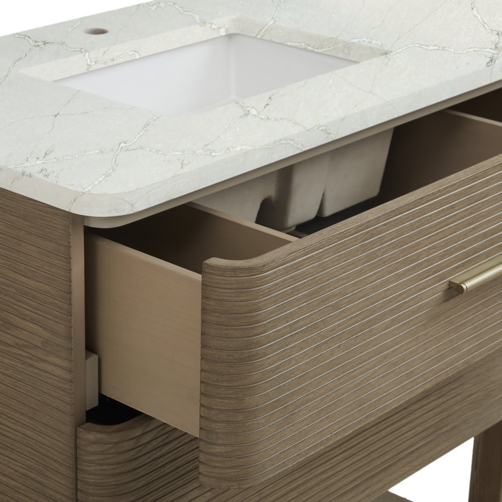 James Martin - Lucian 72" Double Vanity, Pebble Oak, w/ 3 CM Siberian Silestone Widespread Top - D704-V72-PBO-WSFR view 7
