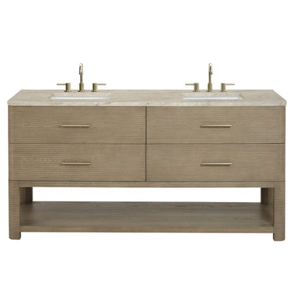 James Martin - Lucian 72" Double Vanity, Pebble Oak, w/ 3 CM Tajnar Eclos Widespread Top - D704-V72-PBO-WTJR view 1