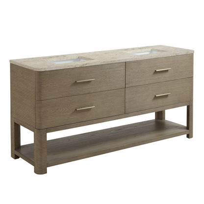 James Martin - Lucian 72" Double Vanity, Pebble Oak, w/ 3 CM Tajnar Eclos Widespread Top - D704-V72-PBO-WTJR view 6