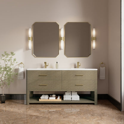 James Martin - Lucian 72" Double Vanity, Pebble Oak w/ 3 CM White Zeus Silestone Top - D704-V72-PBO-3WZ view 3