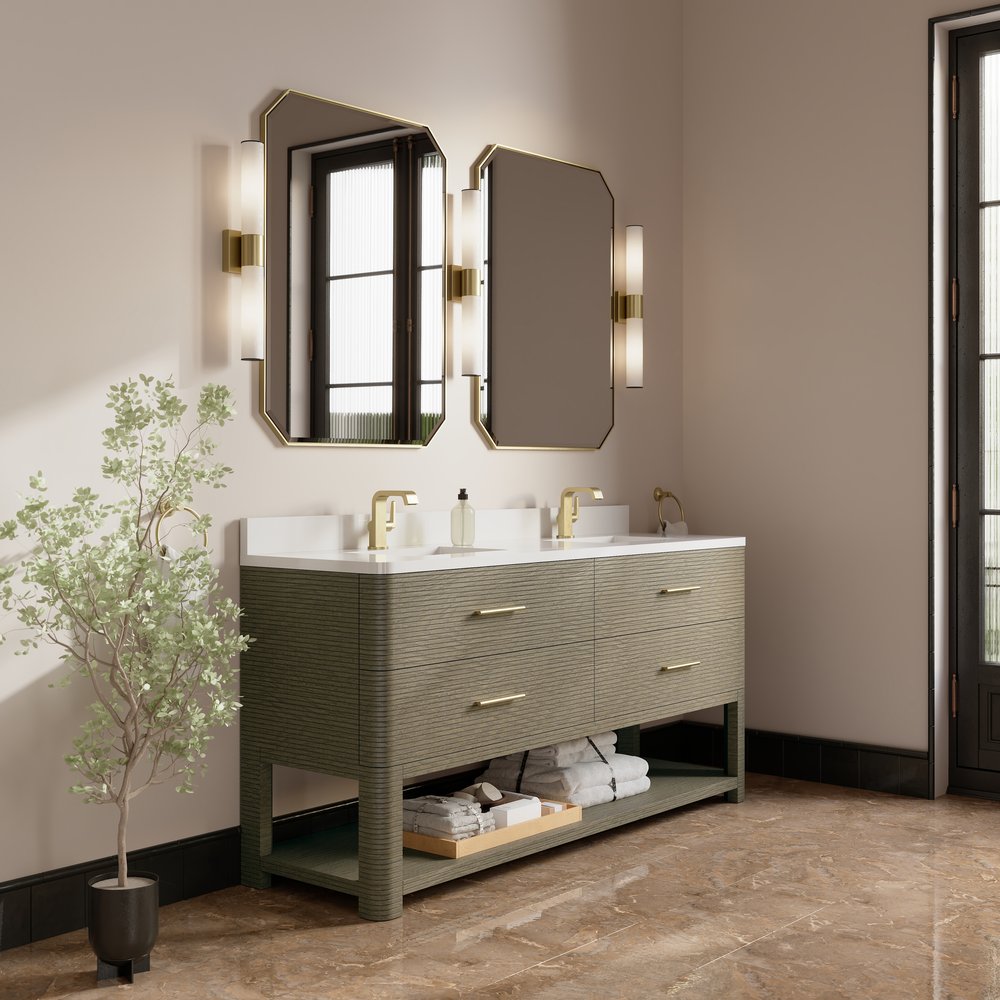 James Martin - Lucian 72" Double Vanity, Pebble Oak w/ 3 CM White Zeus Silestone Top - D704-V72-PBO-3WZ view 4