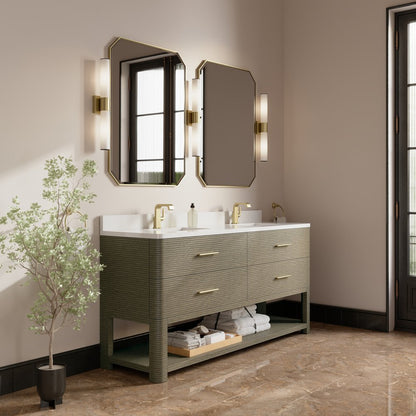 James Martin - Lucian 72" Double Vanity, Pebble Oak w/ 3 CM White Zeus Silestone Top - D704-V72-PBO-3WZ view 4